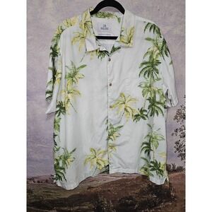 28‎ Palms Hawaiian Shirt Mens Beige Floral Button Down Short Sleeve Sz XXL